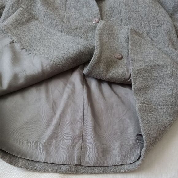Herman Kay Vintage Gray Wool Blend Classic Button Front Peacoat Women's Size 10 - Picture 10 of 12